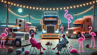 Disco lights. Flamingos. Silk slippers. And me? Sippin’ coffee trying to figure out what dimension I’m in