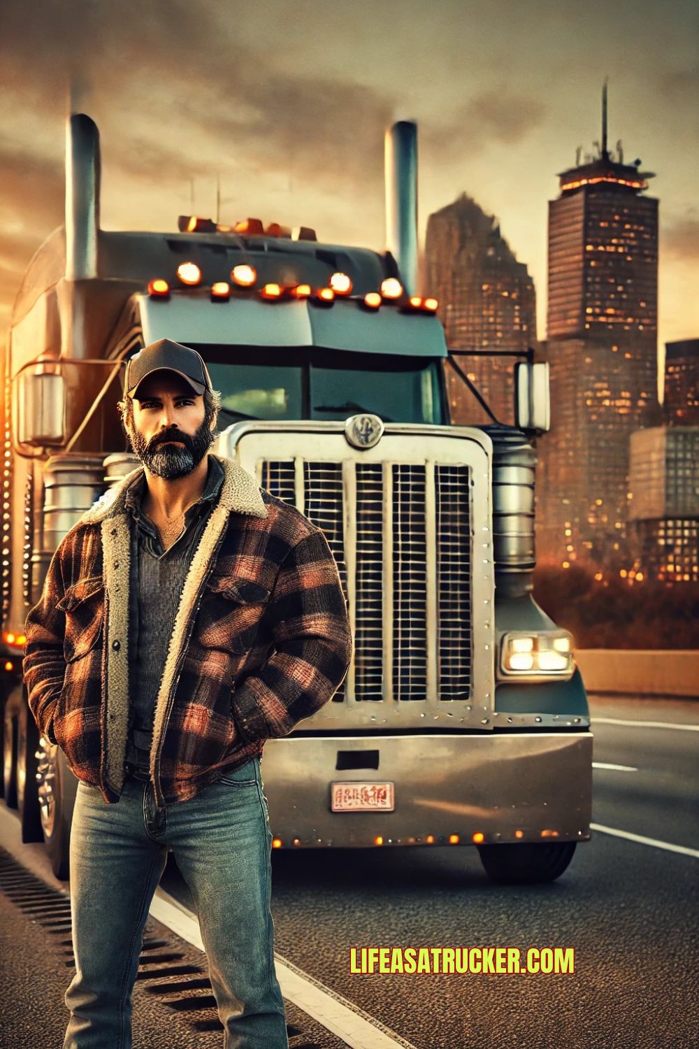 Standing strong with his rig, this Massachusetts trucker is ready for another long haul through the Northeast.