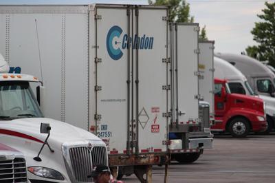 Trucks parked taking a break