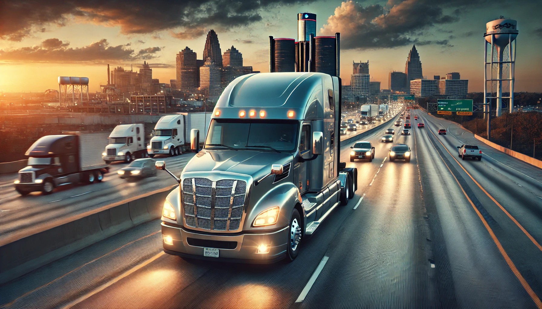 A powerful semi-truck rolls through Detroit’s highways, keeping Michigan’s industries connected to the world