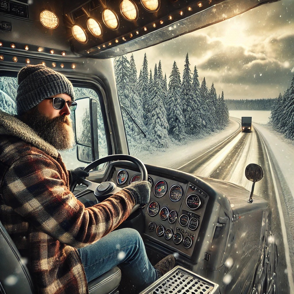 Braving the icy roads of Minnesota, this dedicated trucker keeps the freight moving through snow and ice.