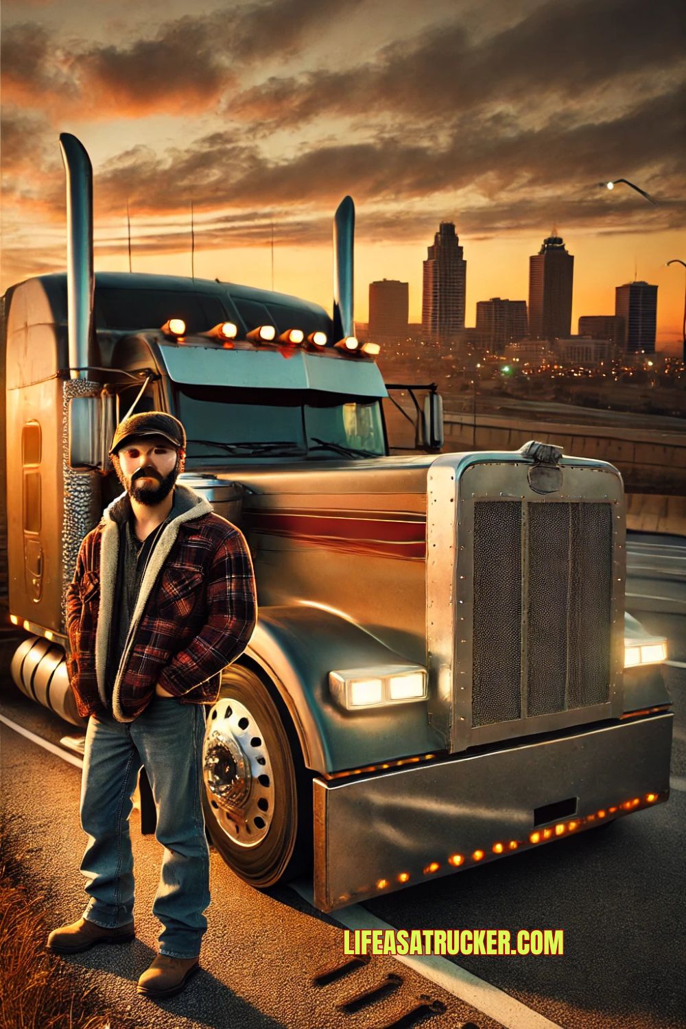 "Standing tall beside his rig, this Mississippi trucker is ready for another long haul through the Southern landscape.