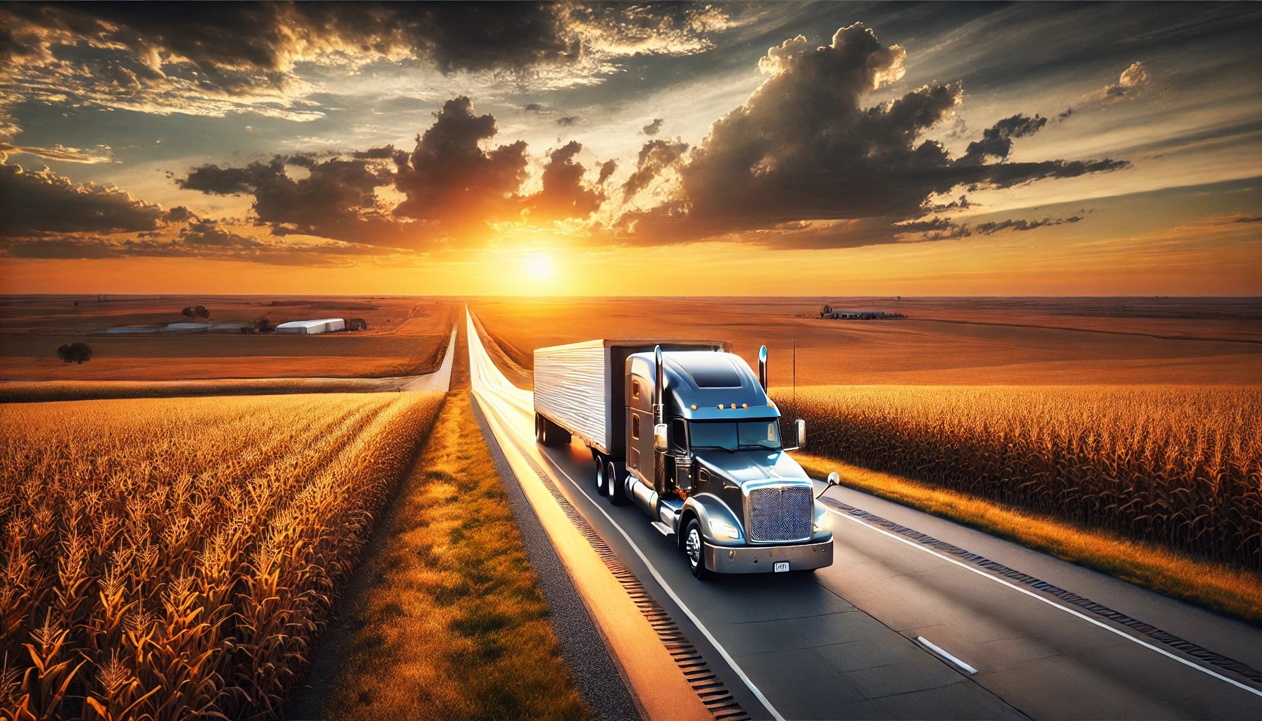 Nothing but open roads and golden fields—Nebraska trucking at its finest. 🚚✨ What’s the longest stretch you’ve driven through the Cornhusker State?