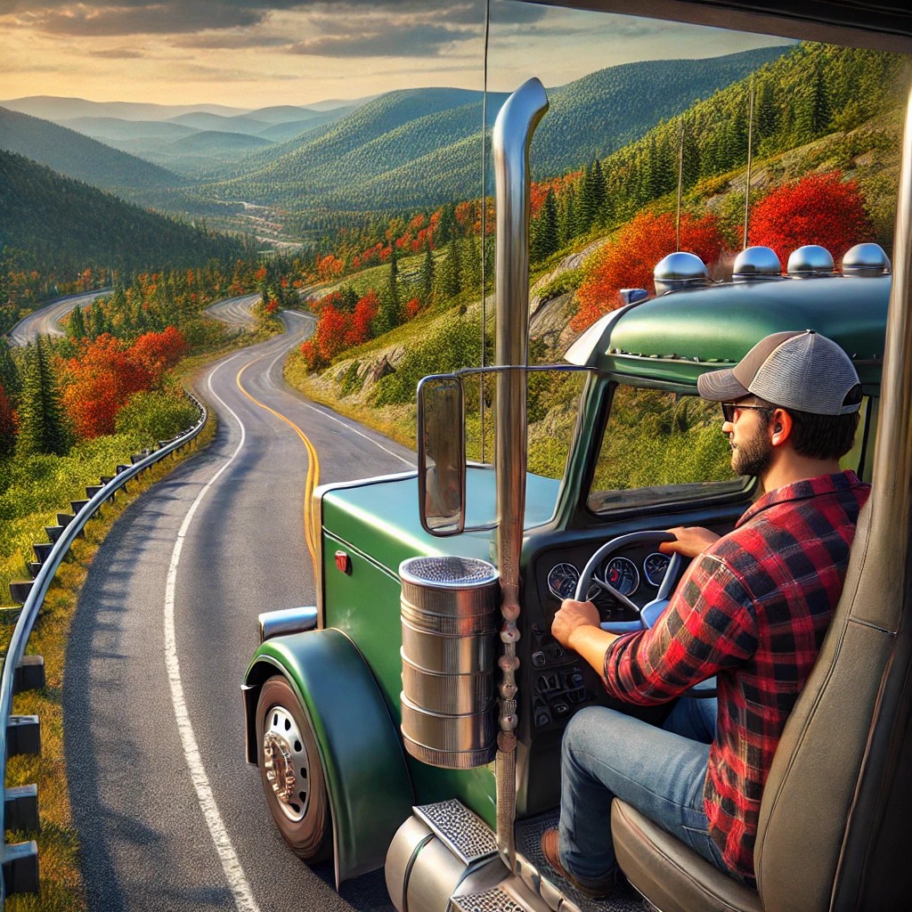 Rolling through the heart of New Hampshire—where trucking meets adventure! 