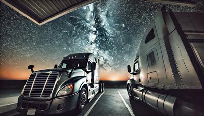 A trucker’s quiet night—resting under the stars before another long haul