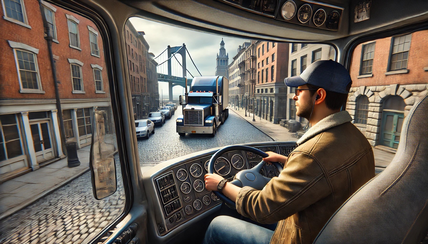 Navigating cobblestone curves and historic bridges—just another day in Rhode Island behind the wheel