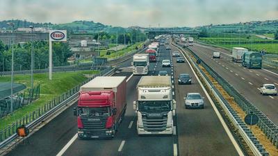 Cab Over Trucks On The Interstate