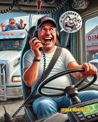 CB jokes, GPS roasts, and dispatch sarcasm—just another day in the cab!”