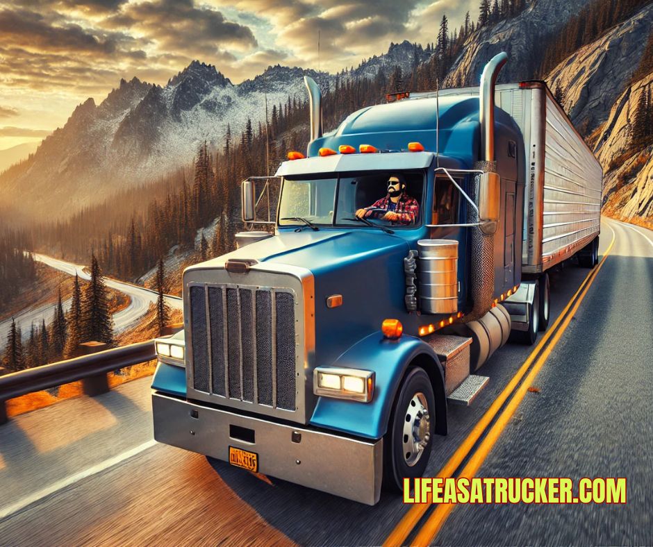 Rolling through the heart of Idaho—an 18-wheeler hauling heavy through scenic mountain highways.
