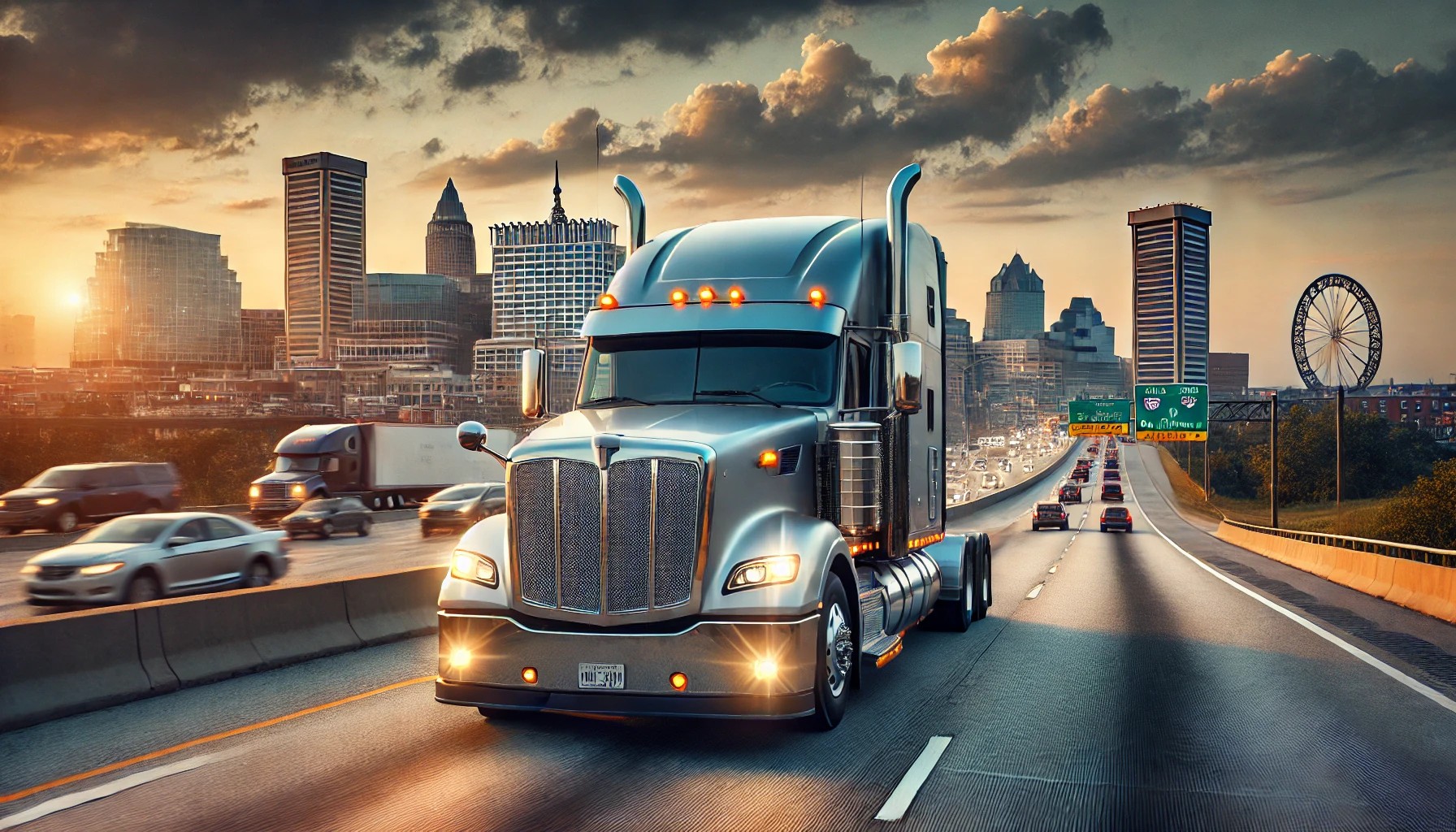 A powerful semi-truck rolls through Boston’s highways, connecting Massachusetts industries to the rest of the country