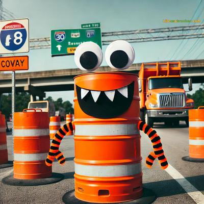 Even monsters want you to slow down. Barrel beast on duty in Norfolk!