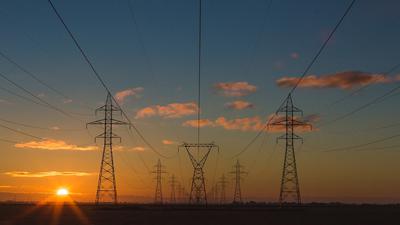 Power lines at dawn