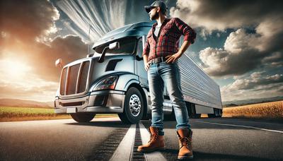 Trucker Standing in Front of Semi