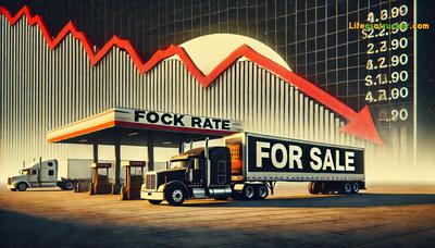 Semi Truck Parked In Front of a Truck Stop