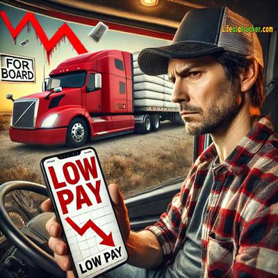 Trucker With a Sign That Says Low Pay
