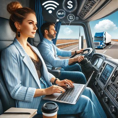 Trucker Wife Riding Along Working Online
